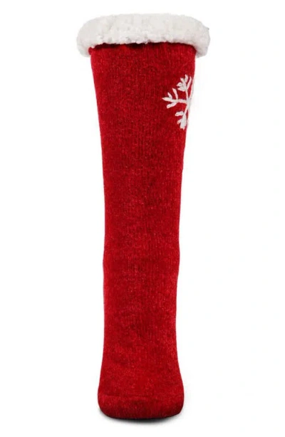 Memoi Sweet Snowflake Tufted Fleece Lined Crew Socks