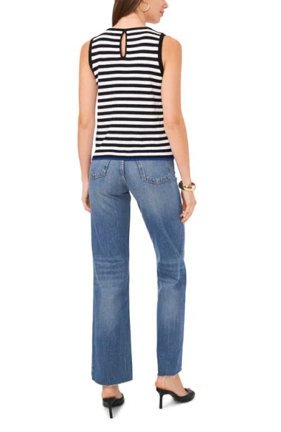 Vince Camuto Stripe Rib Sweater Tank In Black