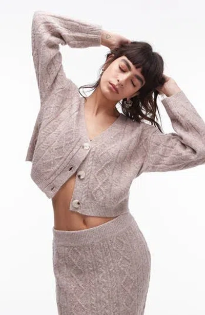 Topshop Cable Crop Cardigan