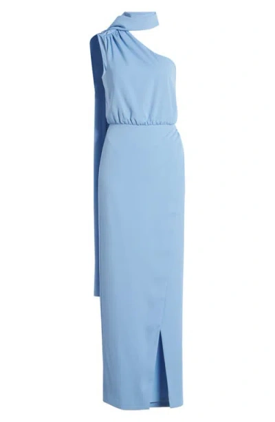 Black Halo Fantasia Draped One-shoulder Column Gown