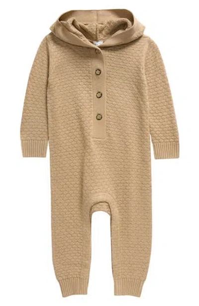 Nordstrom Hooded Pointelle Sweater Romper In Brown