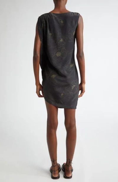 Dries Van Noten Floral Asymmetric Ruched Cascade Ruffle Sleeveless Silk Top