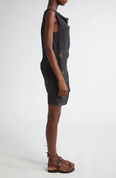 Dries Van Noten Floral Asymmetric Ruched Cascade Ruffle Sleeveless Silk Top