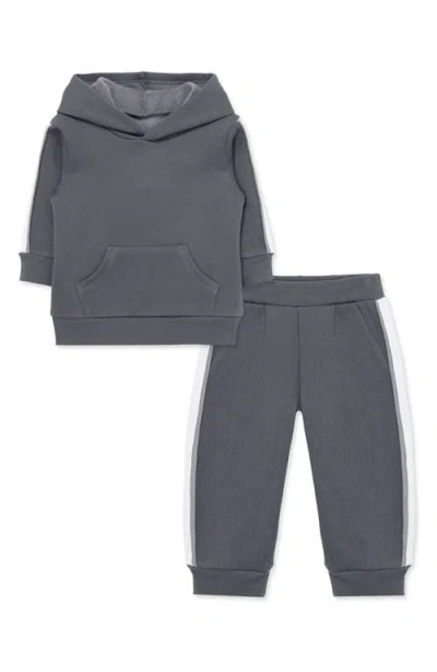 Little Me Grey Fleece Hoodie & Joggers Set In Gray