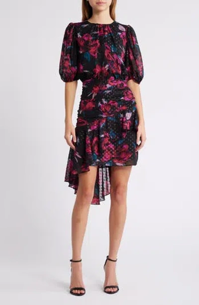 Chelsea28 Metallic Clip Dot Asymmetric Dress