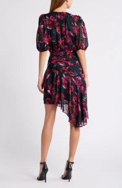 Chelsea28 Metallic Clip Dot Asymmetric Dress