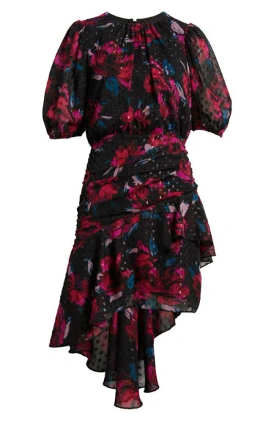 Chelsea28 Metallic Clip Dot Asymmetric Dress