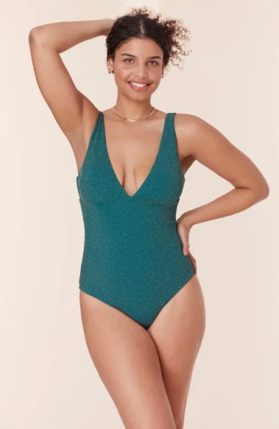 Andie The Augustine Metallic One-piece Swimsuit In Green
