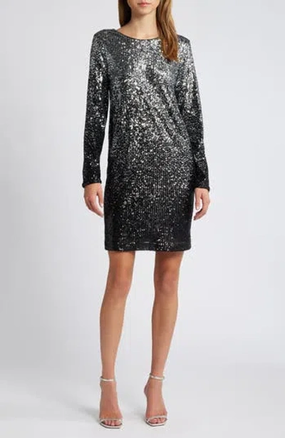 Chelsea28 Long Sleeve Sequin Cocktail Minidress In Black