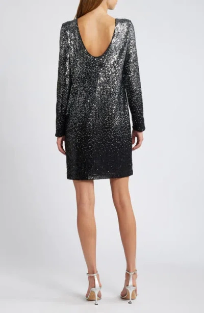 Chelsea28 Long Sleeve Sequin Cocktail Minidress In Black