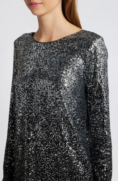 Chelsea28 Long Sleeve Sequin Cocktail Minidress In Black