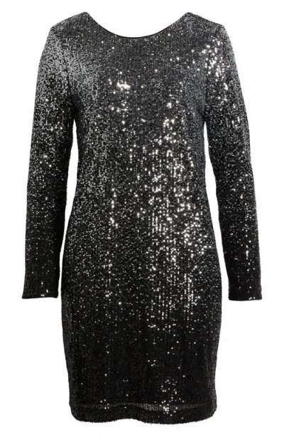 Chelsea28 Long Sleeve Sequin Cocktail Minidress In Black