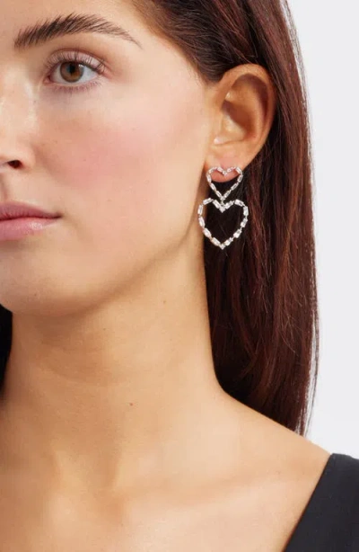 Nordstrom Double Cubic Zirconia Open Heart Drop Earrings