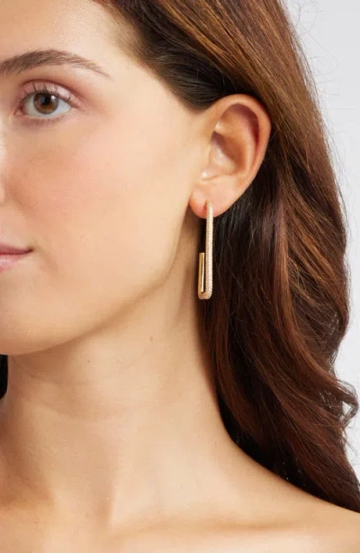 Nordstrom Pavé Cubic Zirconia Rectangle Hoop Earrings