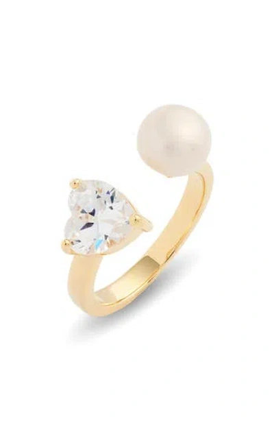 Nordstrom Demi Fine Heart & Freshwater Pearl Open Ring