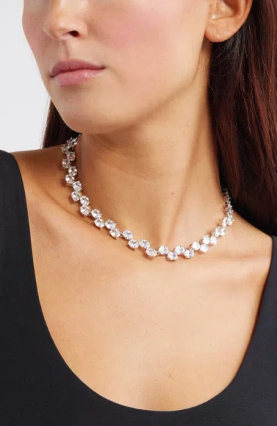 Nordstrom Oval Cubic Zirconia Foldover Collar Necklace