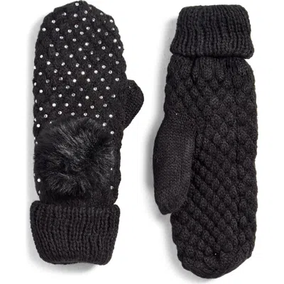 Surell Knit Glitz Mittens In Black