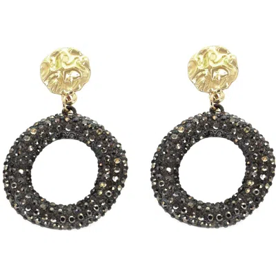 Panacea Pavé Circle Drop Earrings In Hematite