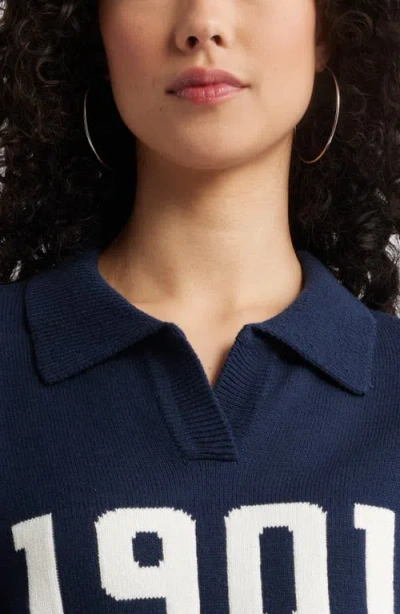 Bp. Preppy Jacquard Johnny Collar Sweater In Blue