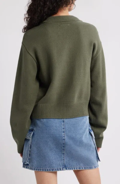Bp. Preppy Jacquard Johnny Collar Sweater In Green