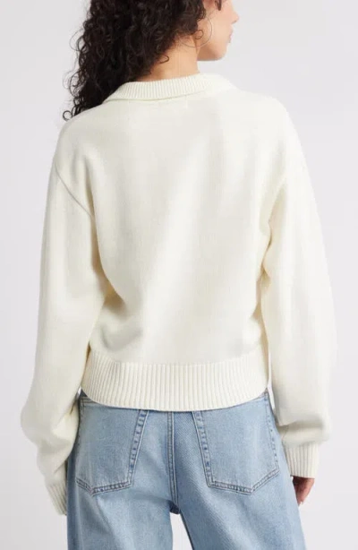 Bp. Preppy Jacquard Johnny Collar Sweater In White