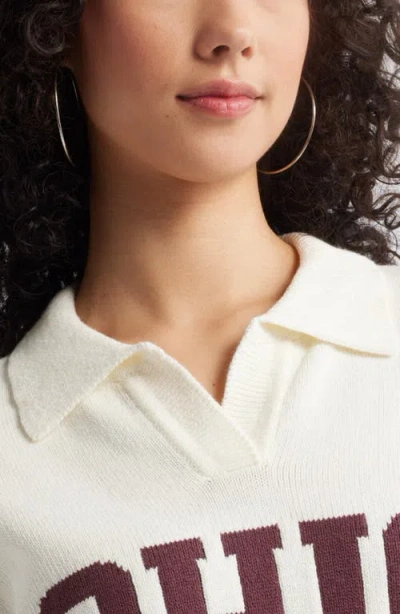 Bp. Preppy Jacquard Johnny Collar Sweater In White