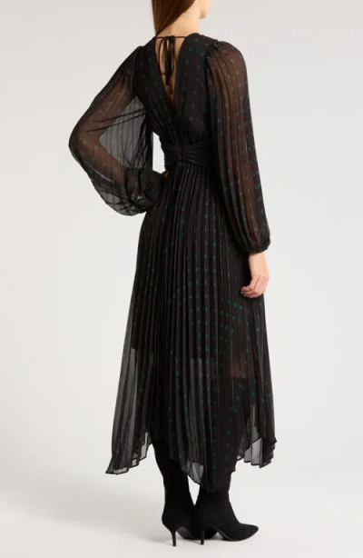 Chelsea28 Pleated Long Sleeve Chiffon Dress In Black