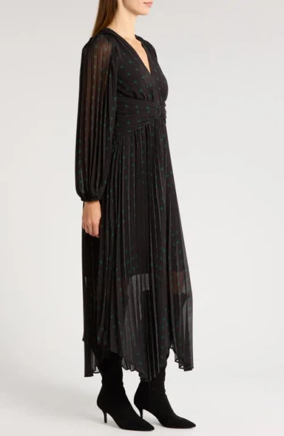Chelsea28 Pleated Long Sleeve Chiffon Dress In Black