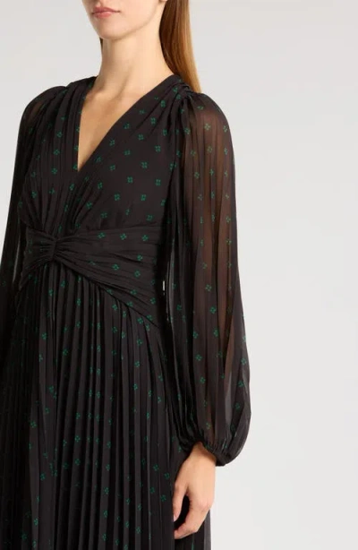 Chelsea28 Pleated Long Sleeve Chiffon Dress In Black
