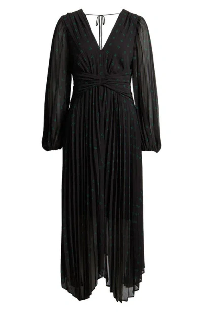 Chelsea28 Pleated Long Sleeve Chiffon Dress In Black