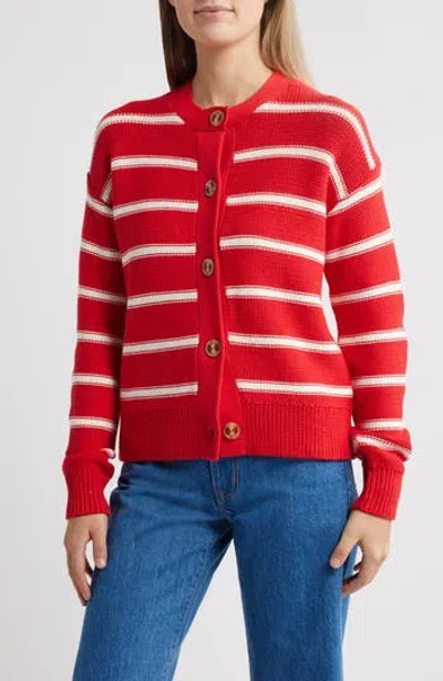 Caslon ® Stripe Pima Cotton Cardigan