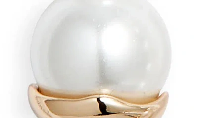 Open Edit Faux Pearl Linear Drop Earrings
