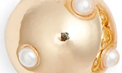 Open Edit Scattered Faux Pearl Orb Linear Drop Earrings