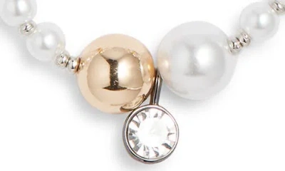 Open Edit Faux Pearl Crystal Station Necklace