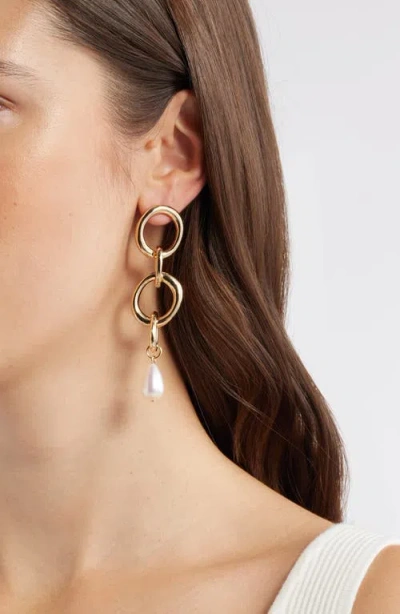 Open Edit Faux Pearl Drop Earrings