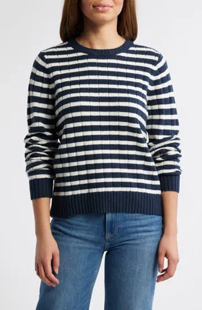 Caslon ® Stripe Crewneck Rib Sweater