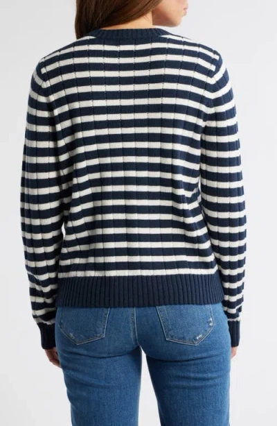 Caslon ® Stripe Crewneck Rib Sweater