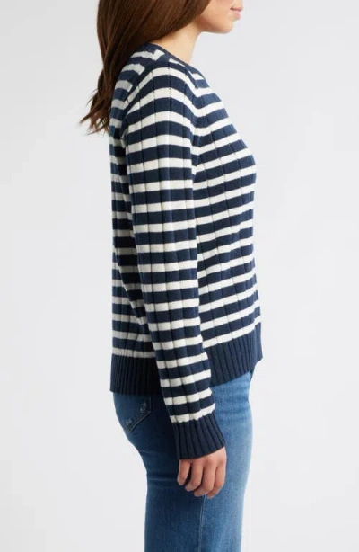 Caslon ® Stripe Crewneck Rib Sweater