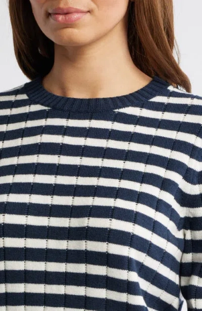 Caslon ® Stripe Crewneck Rib Sweater
