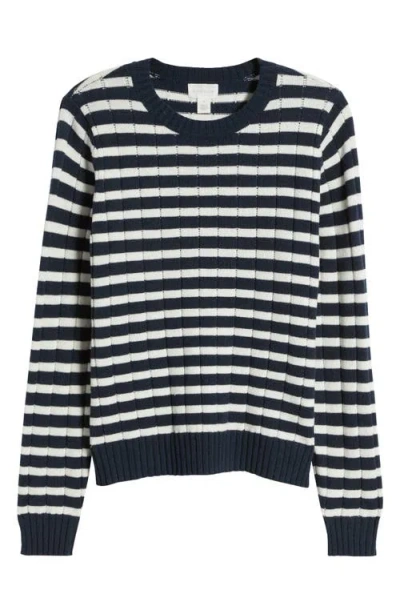 Caslon ® Stripe Crewneck Rib Sweater