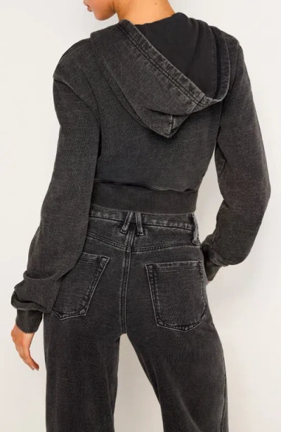 Good American Jeanius Cropped Hooded Cotton Sweatshirt