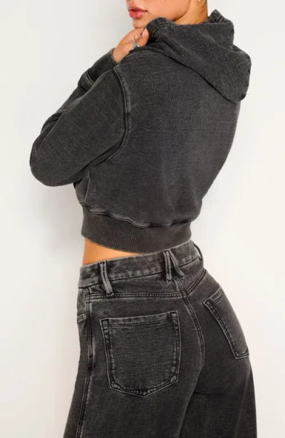 Good American Jeanius Cropped Hooded Cotton Sweatshirt