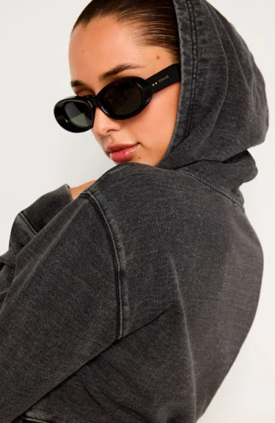 Good American Jeanius Cropped Hooded Cotton Sweatshirt