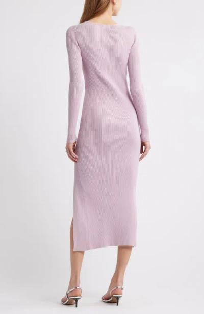 Open Edit Luxe Long Sleeve Sculpt Rib Faux-wrap Dress