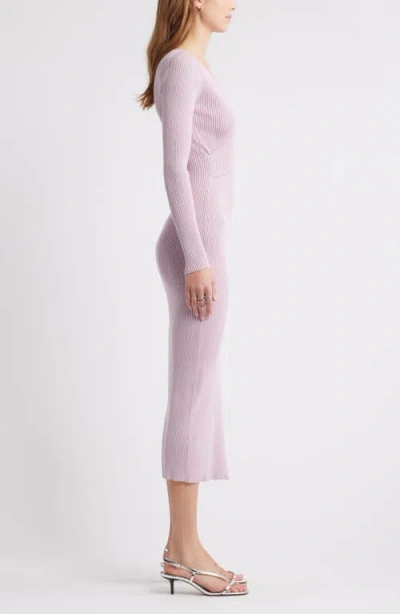 Open Edit Luxe Long Sleeve Sculpt Rib Faux-wrap Dress