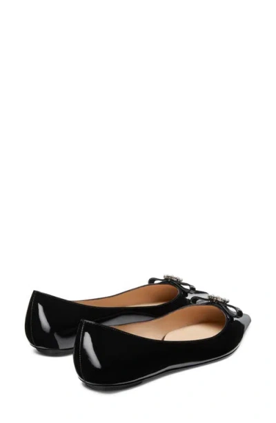 Stuart Weitzman Diana Embellished Patent-leather Point-toe Flats