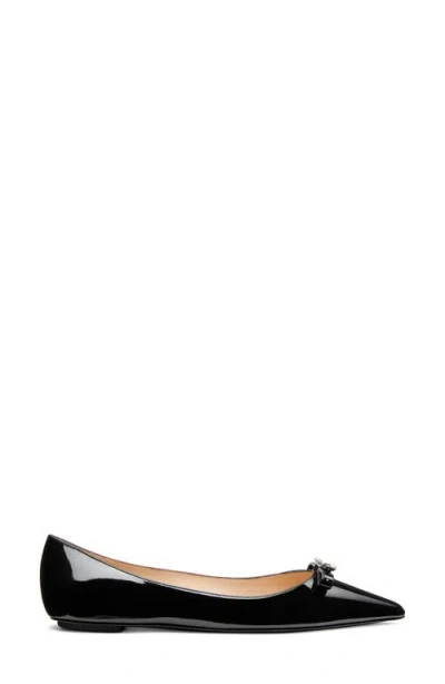 Stuart Weitzman Diana Embellished Patent-leather Point-toe Flats
