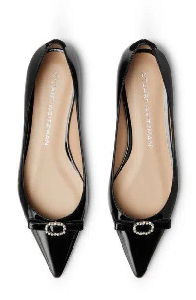 Stuart Weitzman Diana Embellished Patent-leather Point-toe Flats