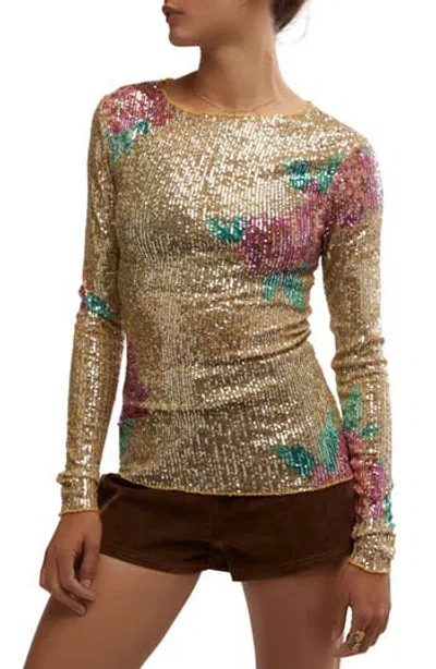 Free People Gold Rush Sequin Top