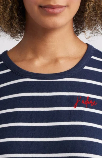 Caslon ® Stripe Cotton Graphic Sweatshirt